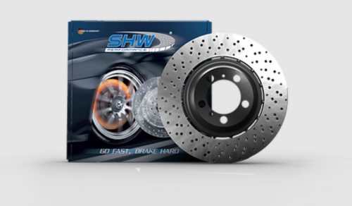 SHW PFR41887 Right Front Drilled-Dimpled Fits 20-21 Porsche 718 Cayman GT4 4.0L