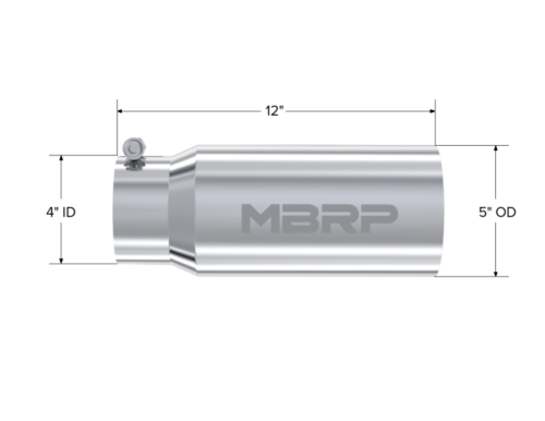 MBRP 12" Stainless Steel Exhaust Tip Dual Wall Straight 4 Inlet 5" Outlet T5049