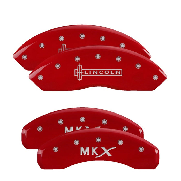 MGP Fits 4 Caliper Covers Engraved Front &amp; Rear Cursive/Cadillac Red Finish