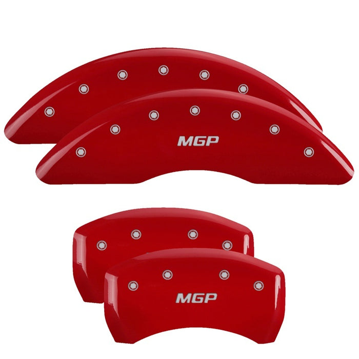 MGP Fits 4 Caliper Covers Engraved Front &amp; Rear MGP Red Finish Silver Ch