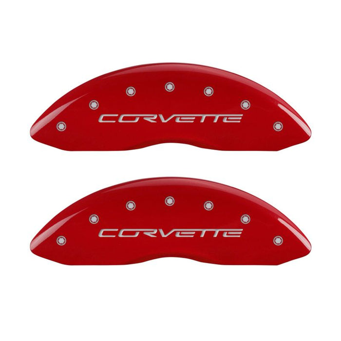 MGP Fits 4 Caliper Covers Engraved Front &amp; Rear C6/Corvette Red Finish