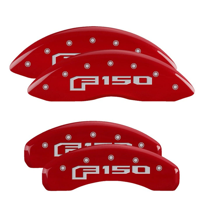 MGP Fits 4 Caliper Covers Engraved Front &amp; Rear 2015 Ford F-150 Red Finish