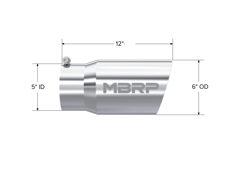 MBRP Fits Universal Tip 6 O.D. Dual Wall Angled 5 Inlet 12 Length