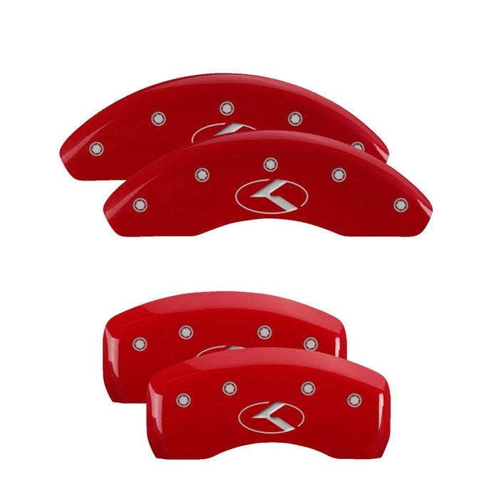 MGP Fits 4 Caliper Covers Engraved Front &amp; Rear Circle K/Kia Red Finish