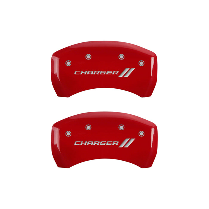 MGP Fits 4 Caliper Covers Engraved Front &amp; Rear With Stripes/charger Red