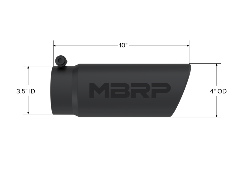 MBRP Fits Universal Tip 4 O.D. Angled Rolled End 3.5 Inlet 10 Length- Black
