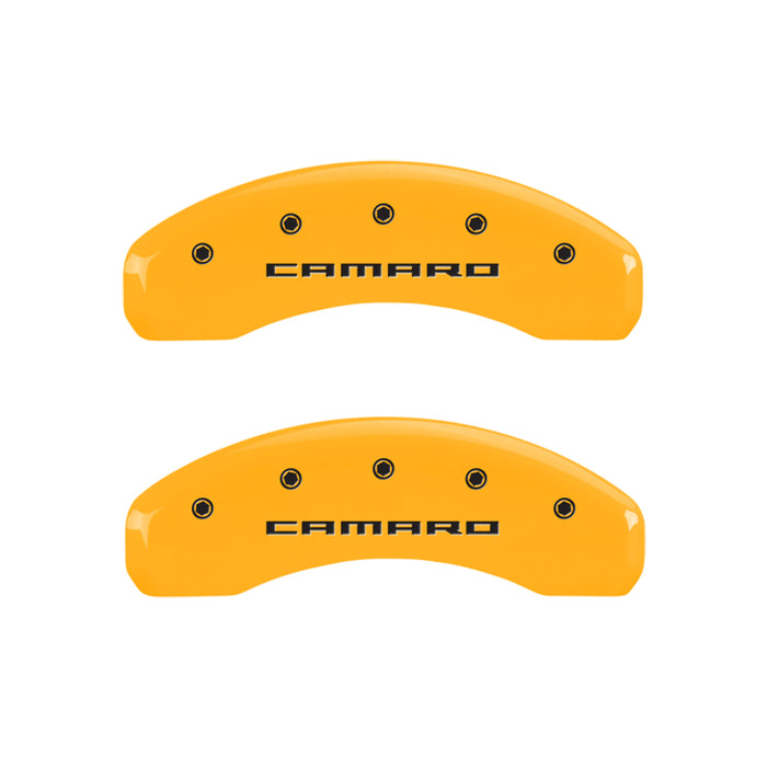 MGP Fits 4 Caliper Covers Engraved Front &amp; Rear Gen 5/Camaro Yellow Finish