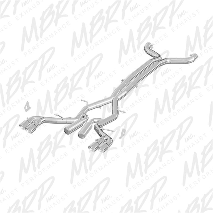 MBRP Fits 2016 Chevy Camaro V8 6.2L 6spd 3in Alum Race Dual Cat Back W/ 4.5in