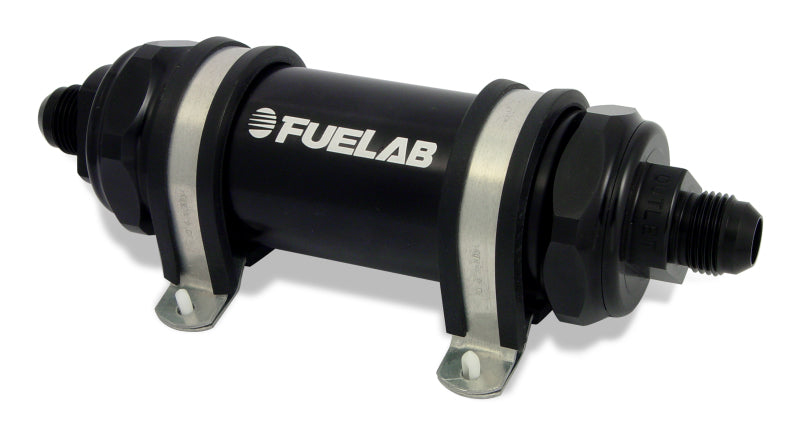 Fuelab 828 In-Line Fuel Filter Fits Long -6AN In/Out 6 Micron Fiberglass - Black