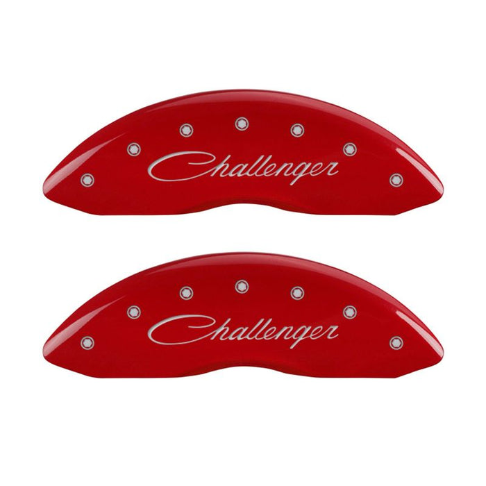 MGP Fits 4 Caliper Covers Engraved Front &amp; Rear Cursive/Challenger Red