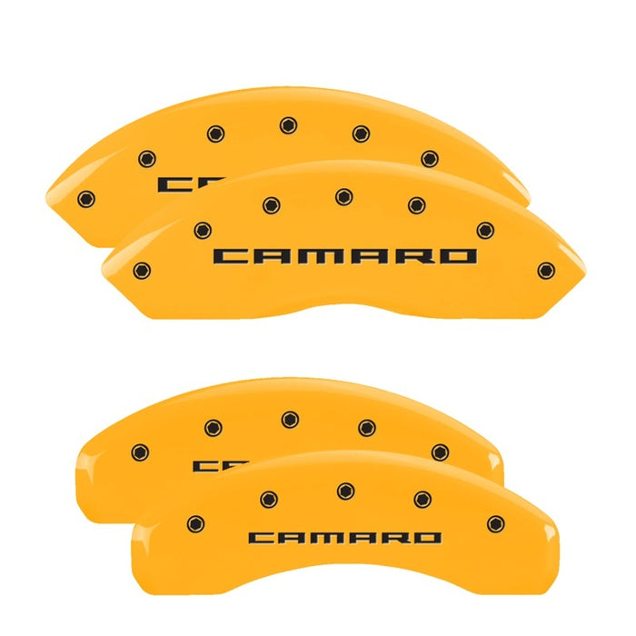 MGP Fits 4 Caliper Covers Engraved Front &amp; Rear Gen 5/Camaro Yellow Finish