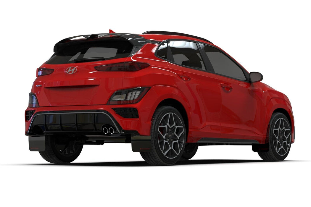 Rally Armor UR Black Mud Flaps w/ White Logo for 2022-2023 Hyundai Kona N-Line