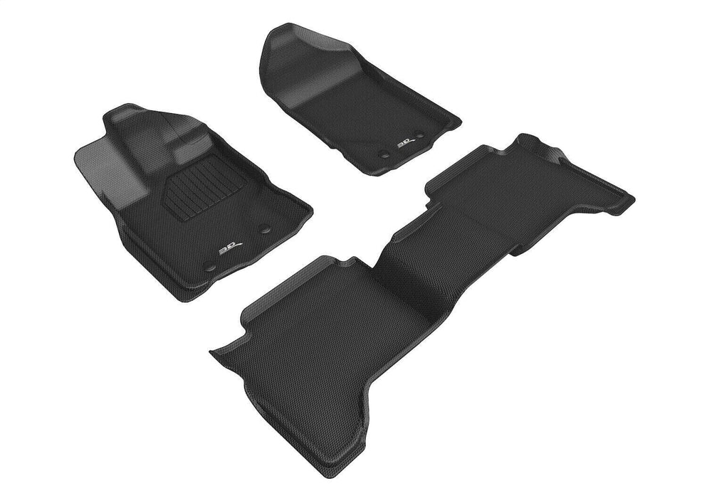 3D Maxpider Black L1FR12201509 Kagu 2 Row Floor Mat Set for 19-22 Ford Ranger