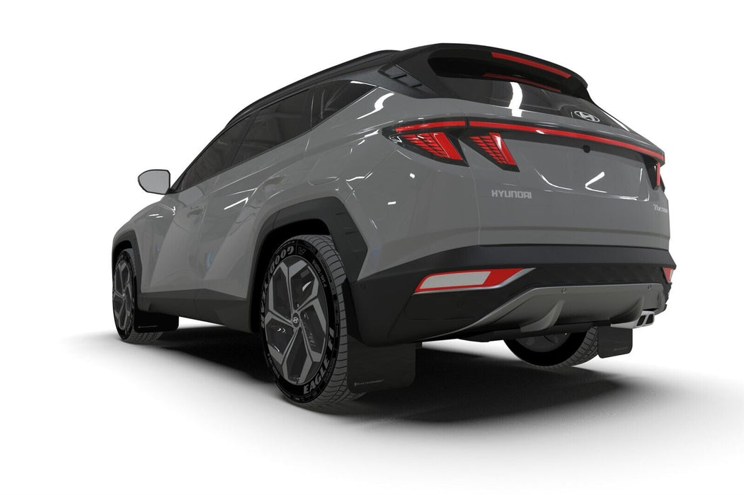 Rally Armor UR Black Mud Flaps w/ White Logo for 2022-2023 Hyundai Tucson