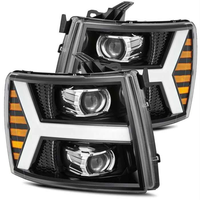 AlphaRex Jet Black LUXX LED Projector Headlights for 2007-2013 Chevy Silverado