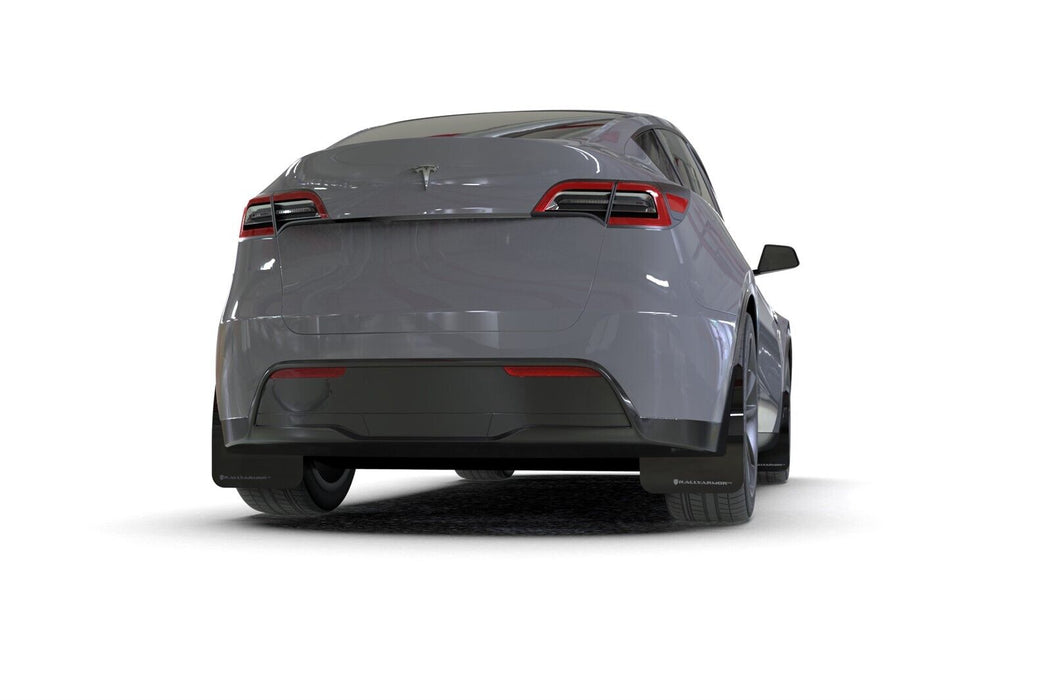 Rally Armor UR Black Mud Flaps w/ Blue Logo for 2020-23 Tesla Model Y