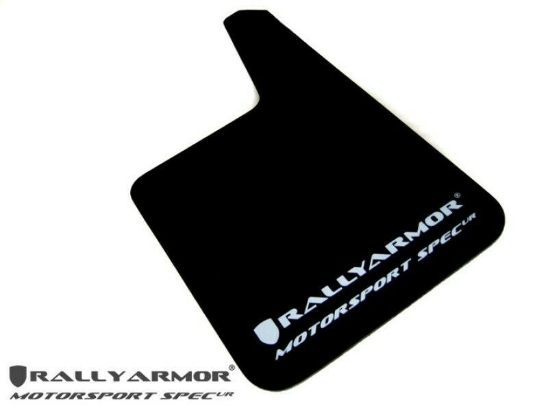 Rally Armor Black Urethane Mud Flap with White Logo - Universal Fitment MSpec