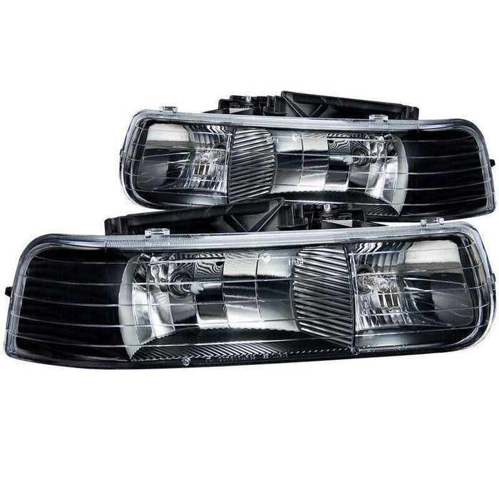 Anzo USA Crystal Head Lights Lamp Black Fits 1999-2002 Chevrolet Silverado 1500