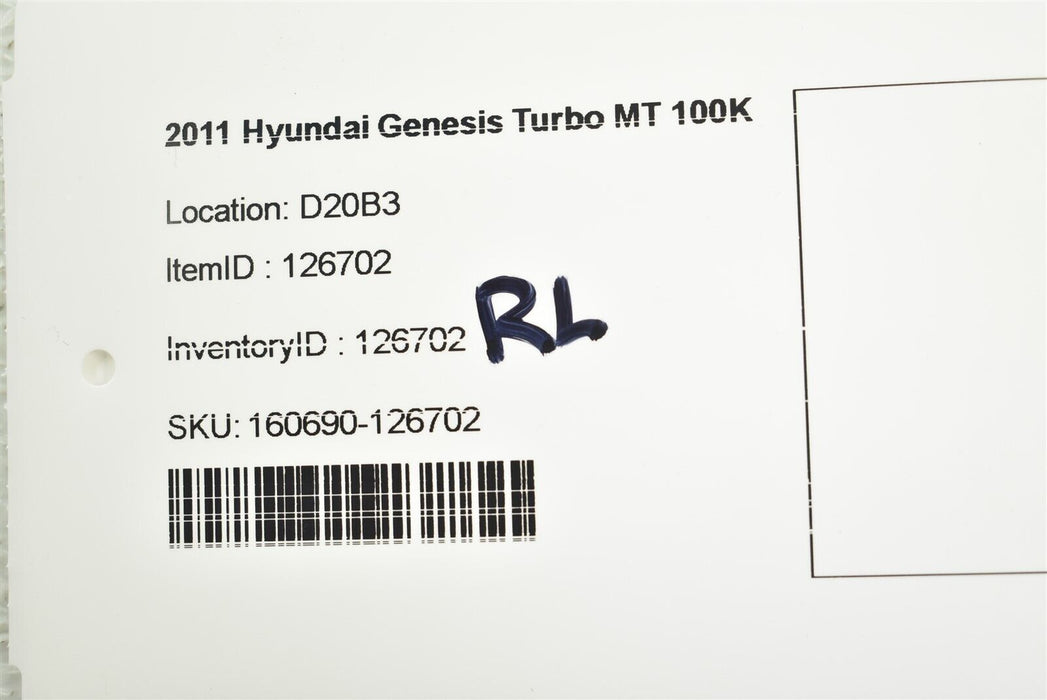 2009-2012 Hyundai Genesis Coupe Turbo Rear Left Seat Belt Assembly 09-12