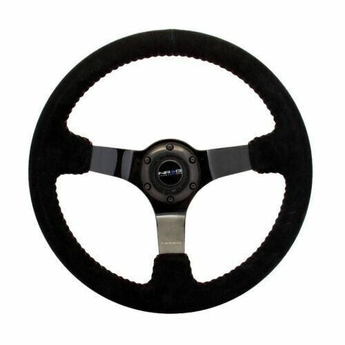 NRG RST-036BK-S Sport Steering Wheel 350mm 3" Deep Black Suede Black Spoke