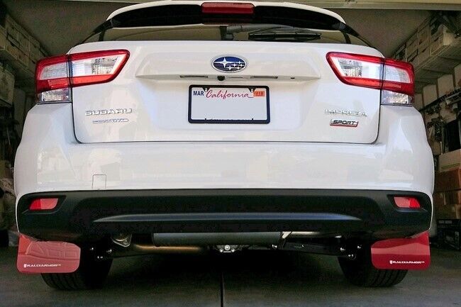 Rally Armor UR Red Mud Flap with White Logo For 2017-2023 Subaru Impreza