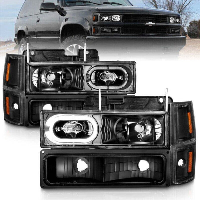 Anzo 111507 Crystal Headlights Black Housing Fits 1988-1998 Chevrolet C1500