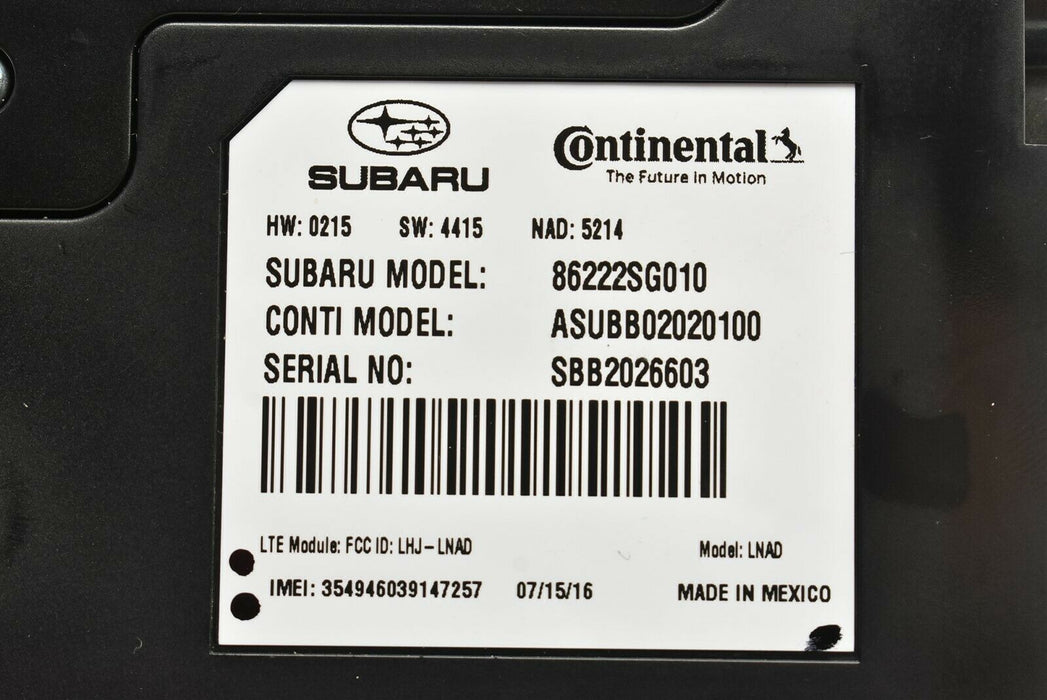 2015-2019 Subaru WRX STI Telematics Assembly PRM 86222SG010 OEM 15-19