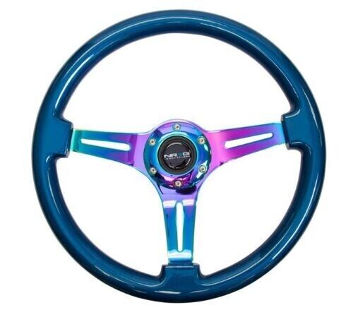 NRG Classic Wood Grain Steering Wheel 350mm Blue Pearl/Flake Paint ST-015MC-BL
