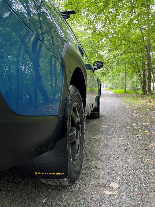 Rally Armor UR Black Mud Flaps w/ Orange Logo for 2022 Subaru Outback Wilderness