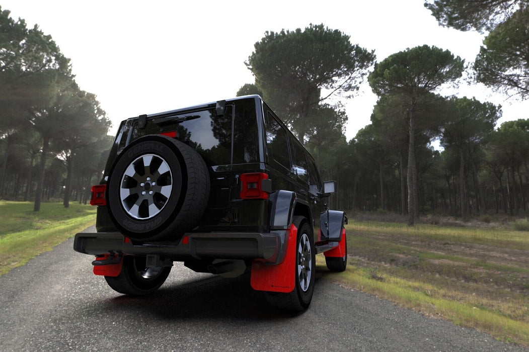 Rally Armor UR Red Mud Flaps w/ Black Logo for 2018-2022 Jeep Wrangler JL