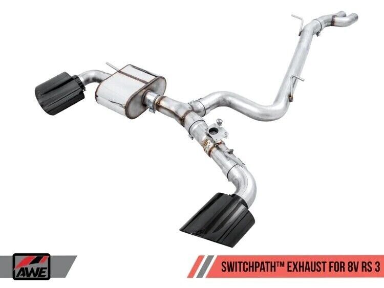 AWE SwitchPath Exhaust w/ Diamond Black RS Style Tips for 17-19 Audi RS3 8V 2.5T