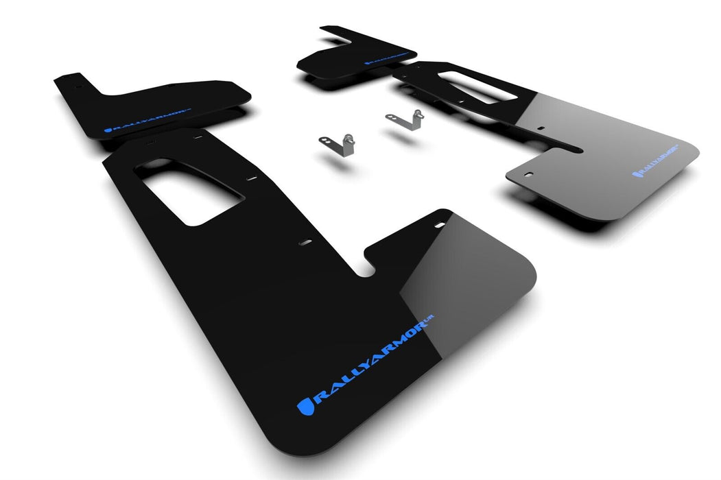 Rally Armor UR Black Mud Flaps w/ Light Blue Logo for 2022 Rivian R1T