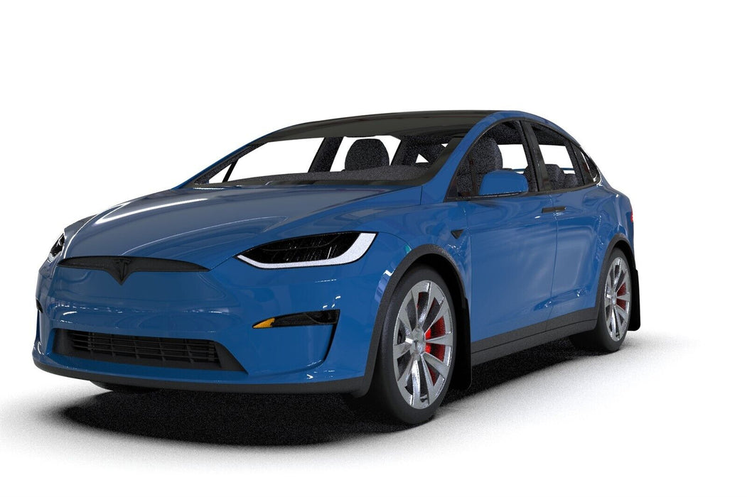 Rally Armor UR Black Mud Flaps w/ Blue Logo for 2022 Tesla Model X