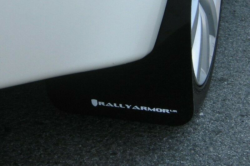 Rally Armor UR Black Mud Flap w/ White Logo For 08-15 Mitsubishi Evo X