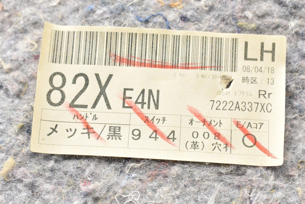 2008-2015 Mitsubishi Evolution MR Rear Left Door Panel Card LH Driver Side 08-15