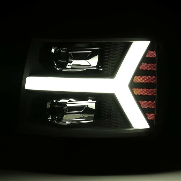 AlphaRex Jet Black LUXX LED Projector Headlights for 2007-2013 Chevy Silverado