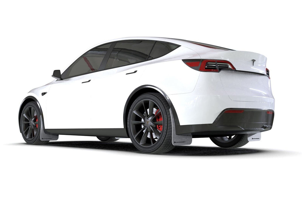 Rally Armor UR Black Mud Flap w/ Metallic Black Logo for 2020-2023 Tesla Model Y