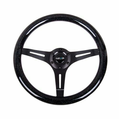 NRG ST-015BK-BSB Classic Wood Grain Steering Wheel 350mm black 3-Spokes Sparkled
