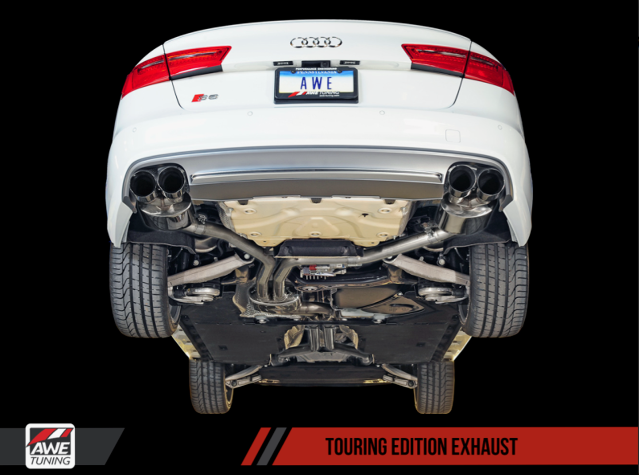 AWE Touring Edition Exhaust Diamond Black Tips For 2013-2018 Audi S6 4.0T