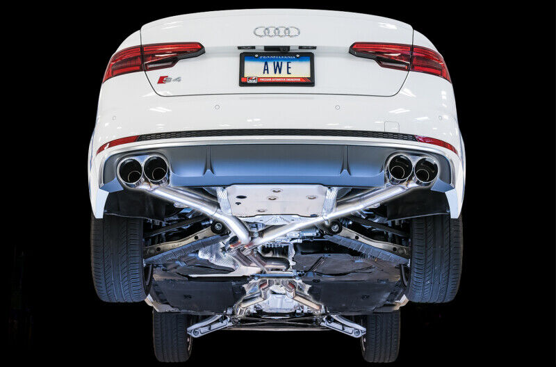 AWE 3010-43048 Tuning for Audi B9 S4 Track Exhaust-Non-Resonated (Black Tips)