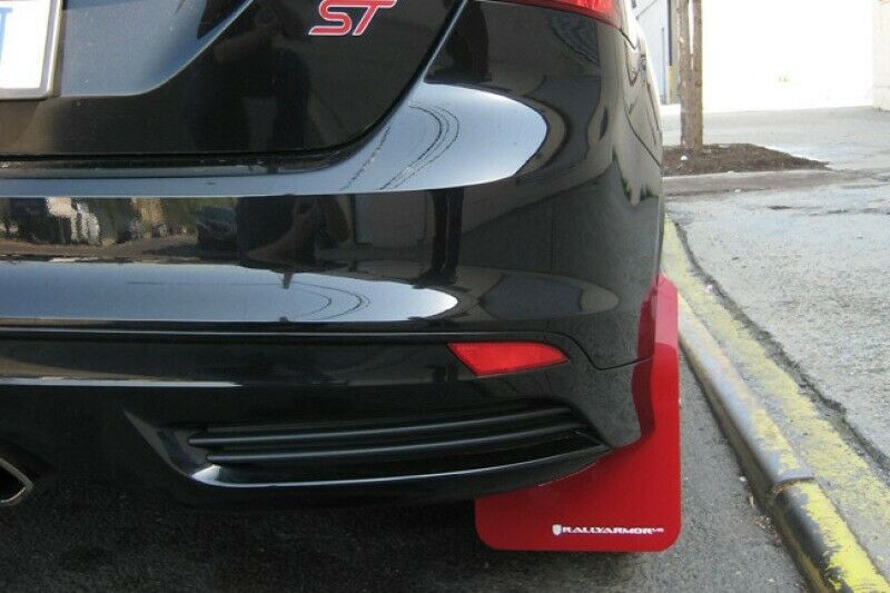 Rally Armor Red Mud Flaps White Logo For 12-19 Focus ST/RS/SE MF27-UR-RD/WH