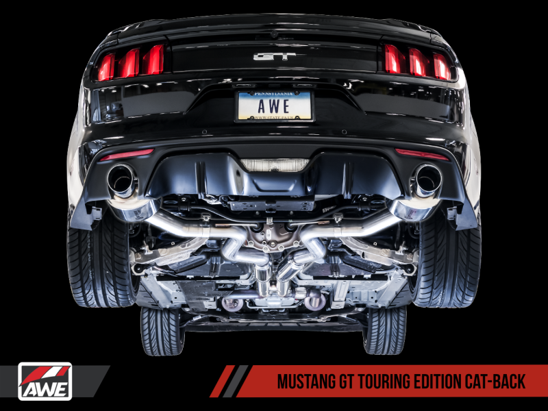 AWE 3015-33084 Tuning for S550 Mustang GT C/B Exhaust-Touring ( Black Tips)