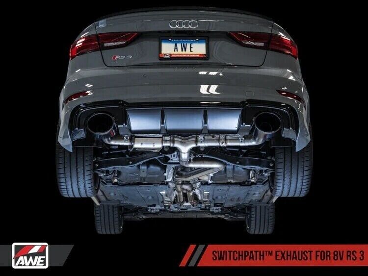 AWE SwitchPath Exhaust w/ Diamond Black RS Style Tips for 17-19 Audi RS3 8V 2.5T