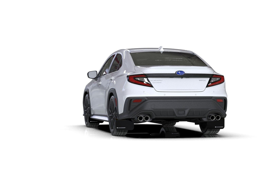 Rally Armor UR Black Mud Flaps w/ White Logo for 2022 Subaru WRX