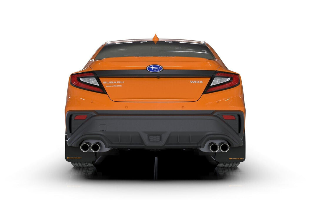Rally Armor UR Black Mud Flaps w/ Orange Logo for 2022 Subaru WRX