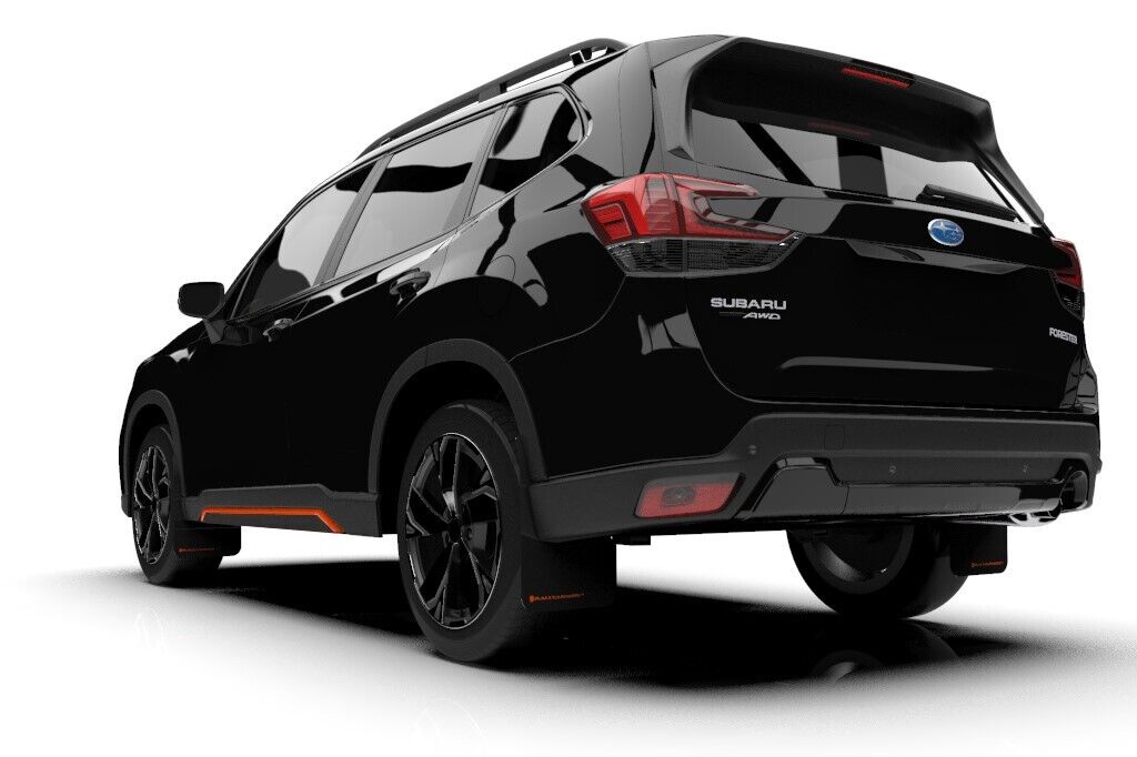 Rally Armor UR Black Mud Flaps w/ Orange Logo for 2019-2021 Subaru Forester