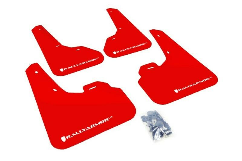 Rally Armor Red Mud Flap w/ White Logo For 10-13 Mazda3/Speed3