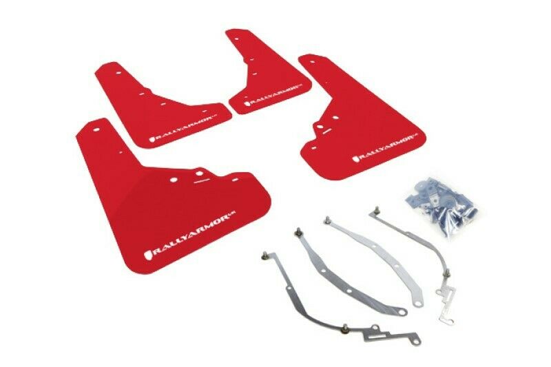 Rally Armor UR Mud Flaps Red/ White Logo For 12-18 Fiat 500