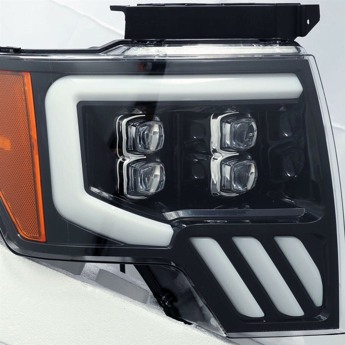 AlphaRex Jet Black Nova LED Projector Headlights for 2009-2014 Ford F-150