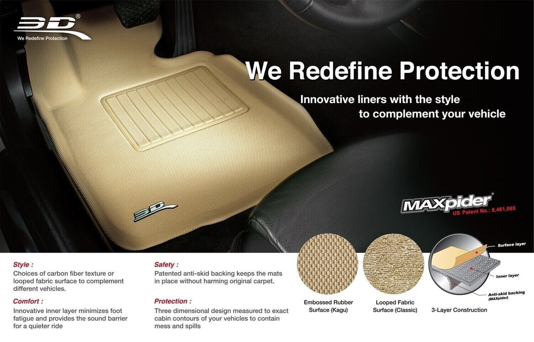 3D Maxpider Black L1FR08301509 Kagu 2 Row Floor Mats for 15-20 Ford F150
